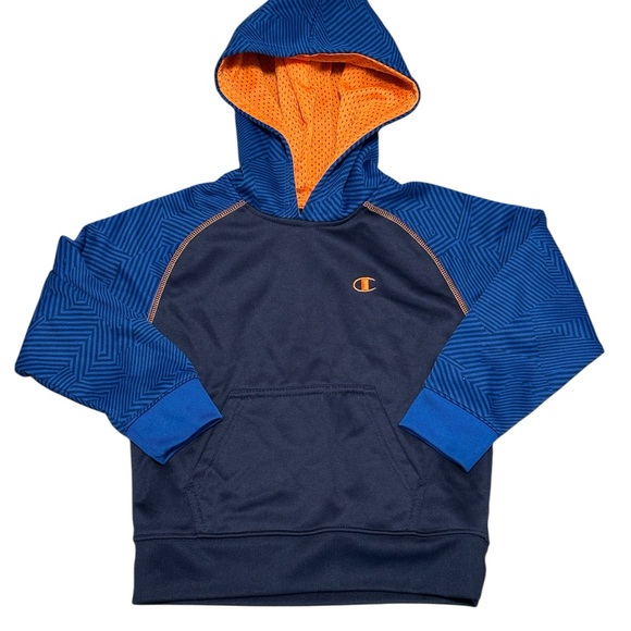 Champion Boys Kids Youth 6 Small Long Sleeve Navy Orange Hoodie Kangaroo Pocket - Picture 3 of 9